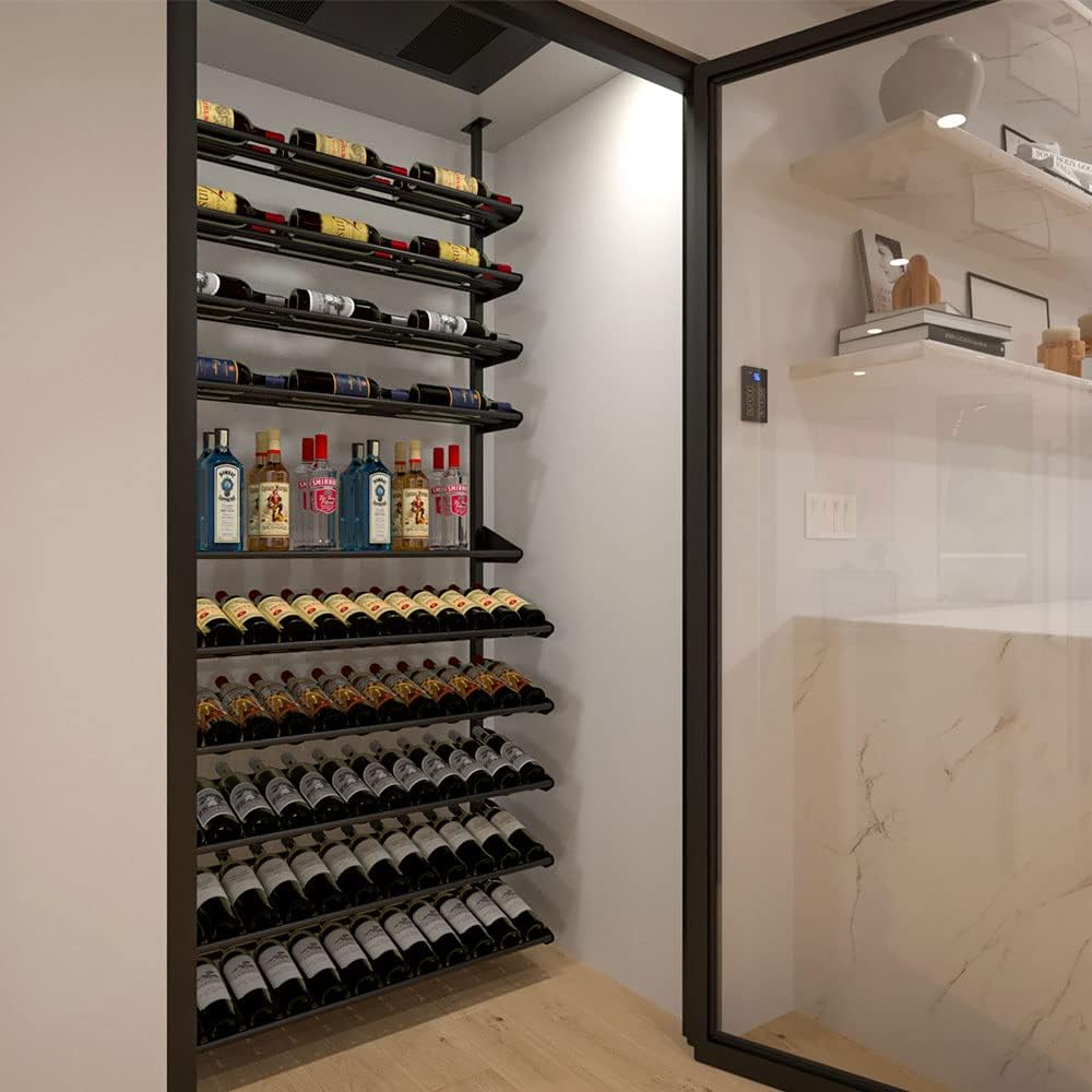 Black Metal Wine Rack - Stores 84 Bottles Modular Design