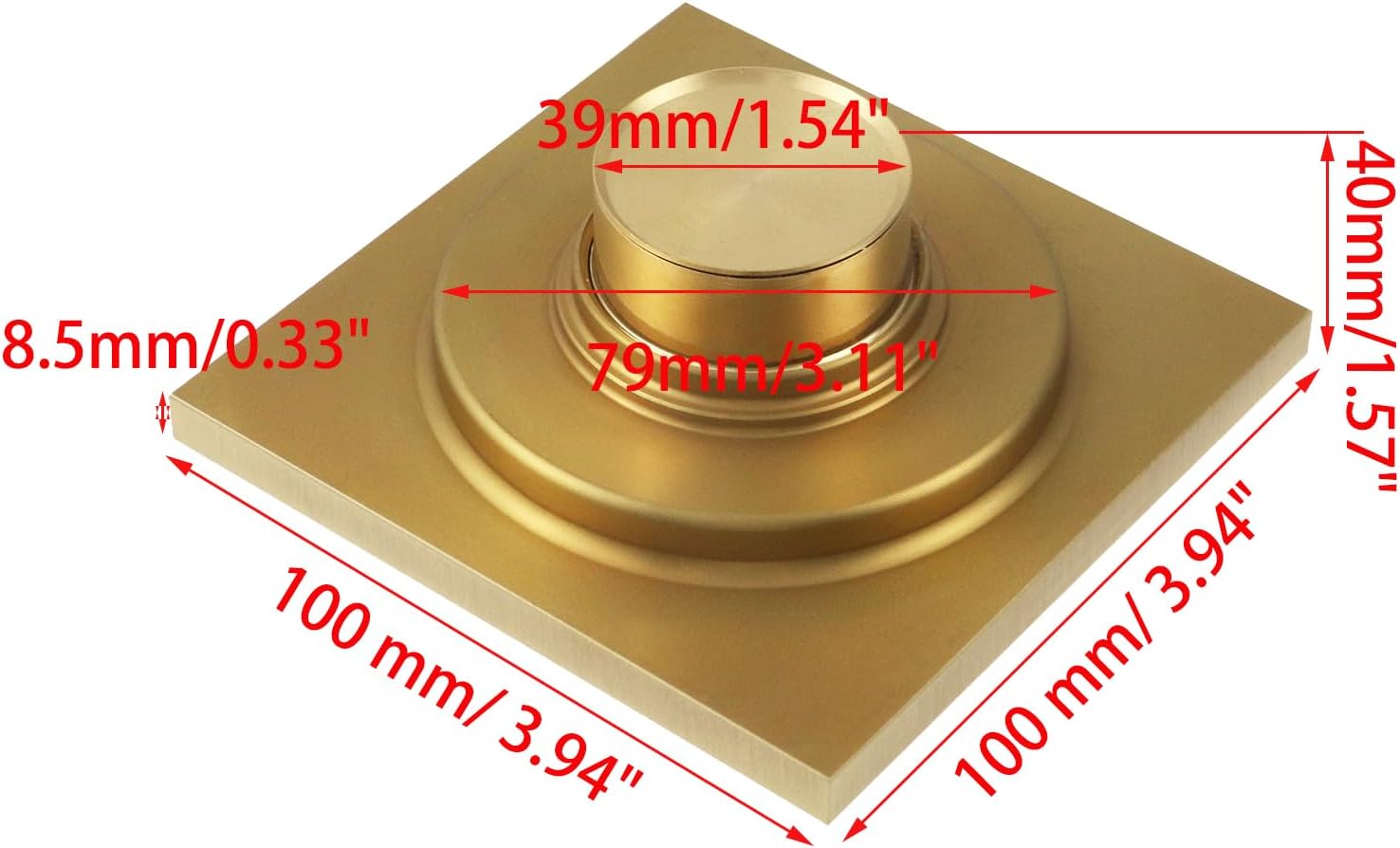 Wealrit 4 Inch Square Shower Drain with Flower Carving and Removable Cover