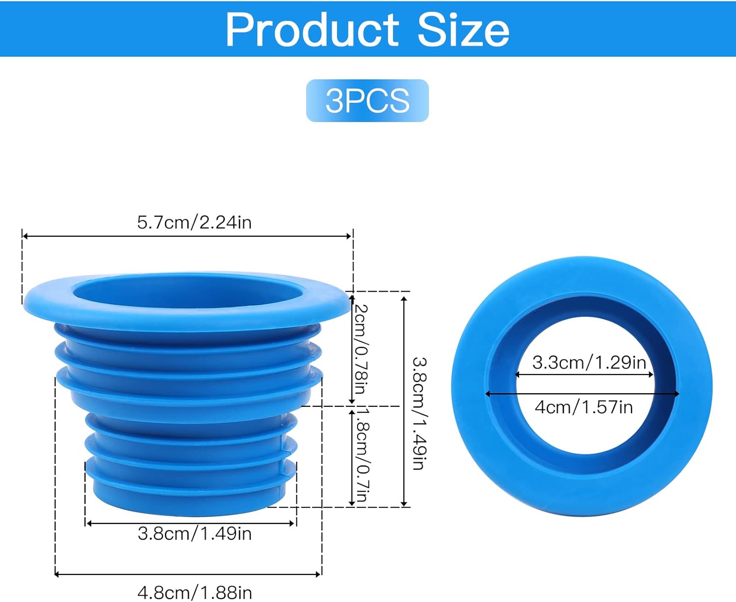 3Pcs Silicone Drain Plug for Universal Fit Drain Hose