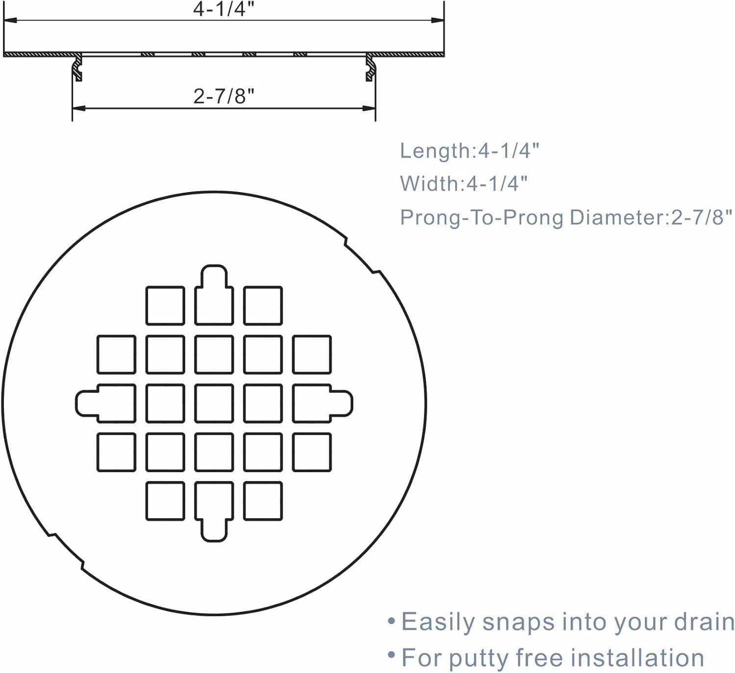 HIDROP 4-14 Bronze Snap-in Shower Drain Cover 1