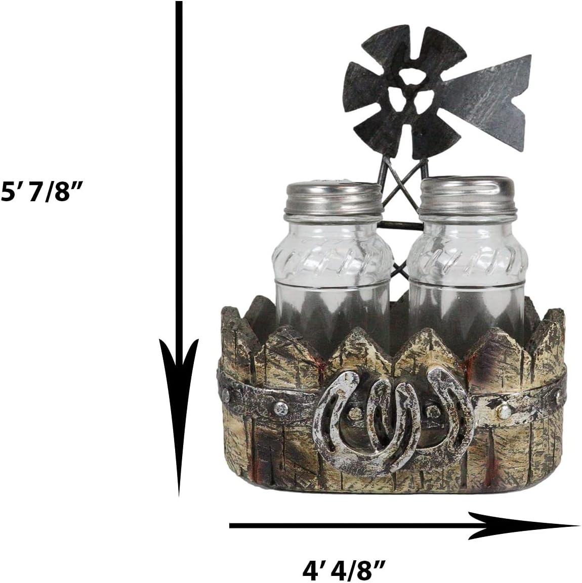 Ebros Gift 6-Tall Rustic Windmill Salt and Pepper Shaker Holder Set