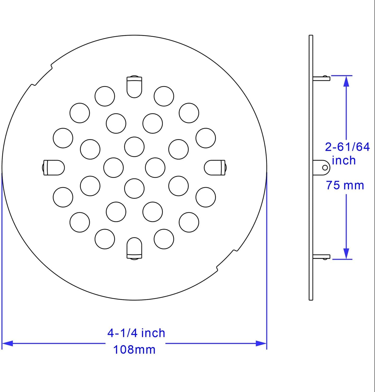 Bropury 4-14 Inch Snap-In Shower Drain Cover Stainless Steel