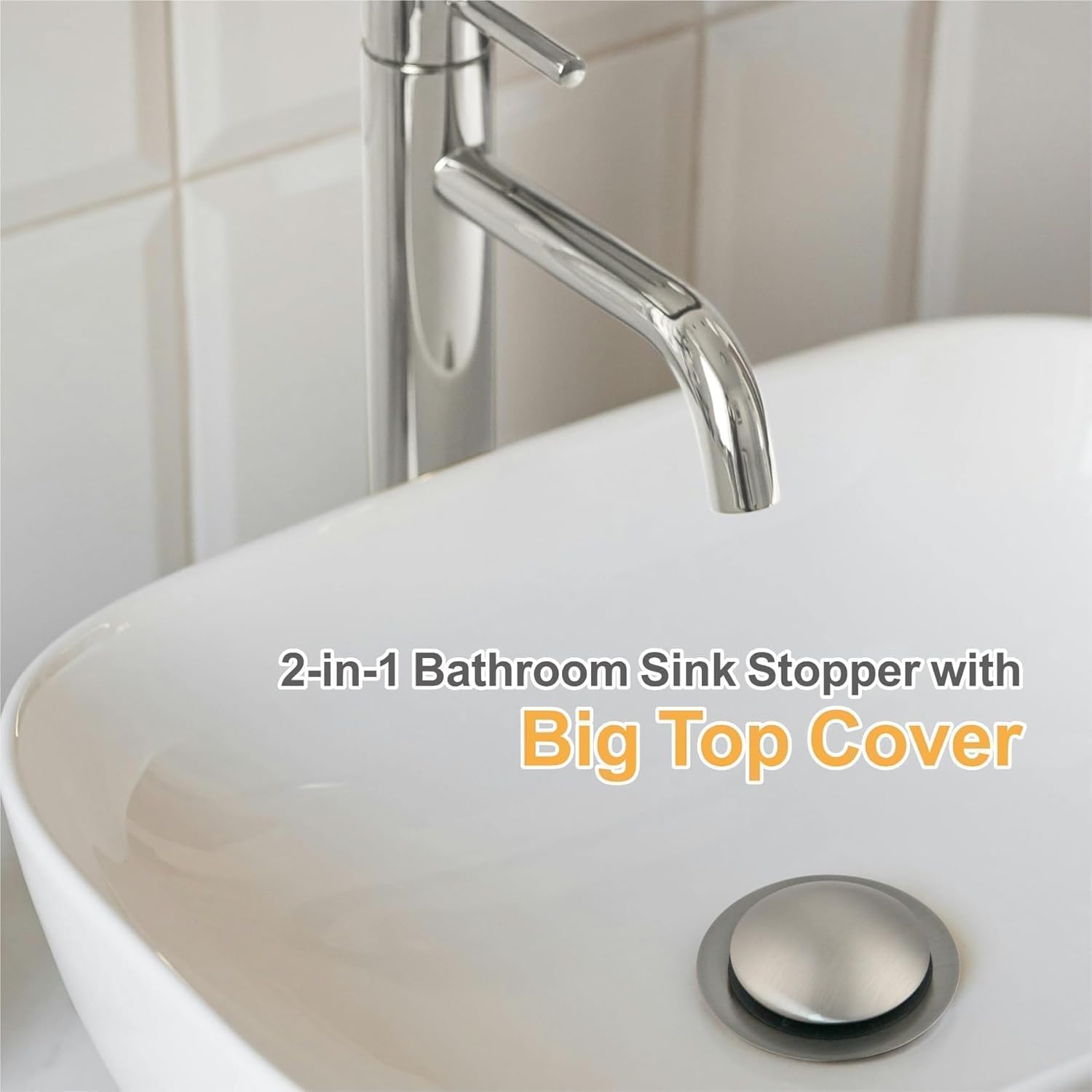 Wellup Universal 2-in-1 Sink Stopper with Hair Catcher
