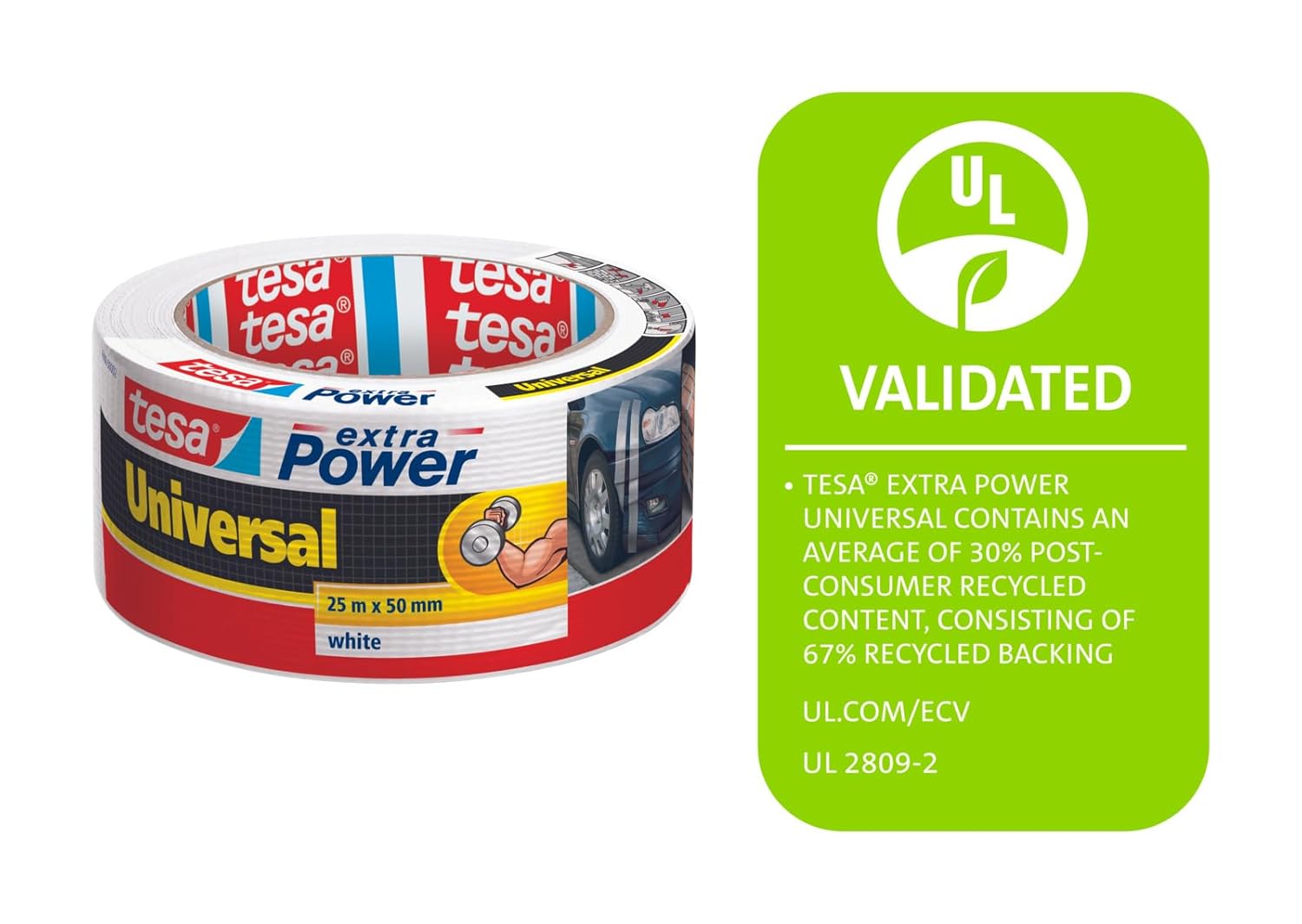 tesa Extra Power Universal Duct Tape - 25m x 50mm White
