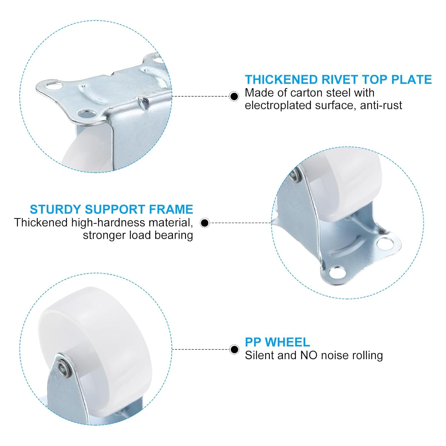 PATIKIL 2 Silent Rigid Caster Wheels 4 Pack for Furniture
