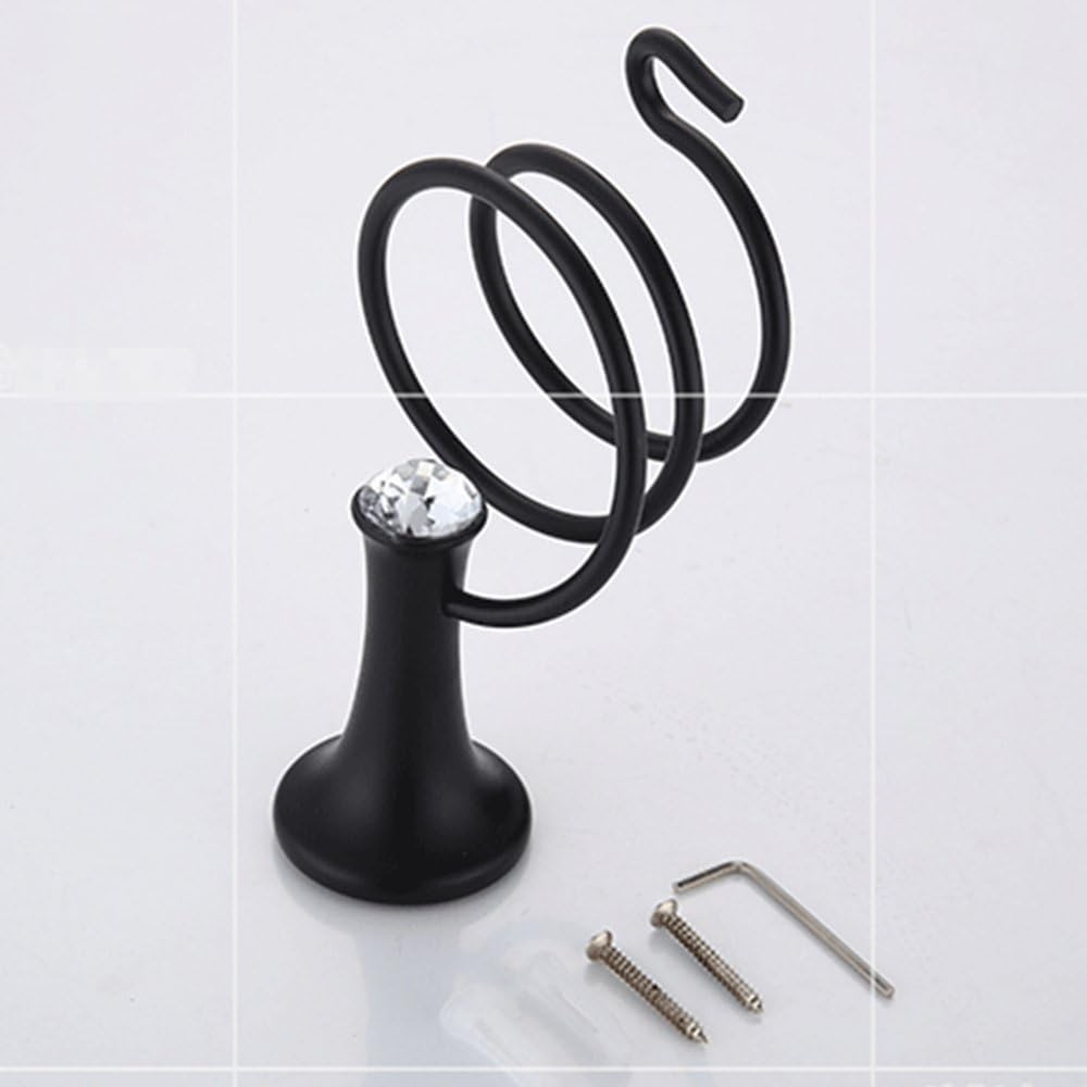 Black Alloy Crystal Bathroom Hand Dryer Holder DIY Mount