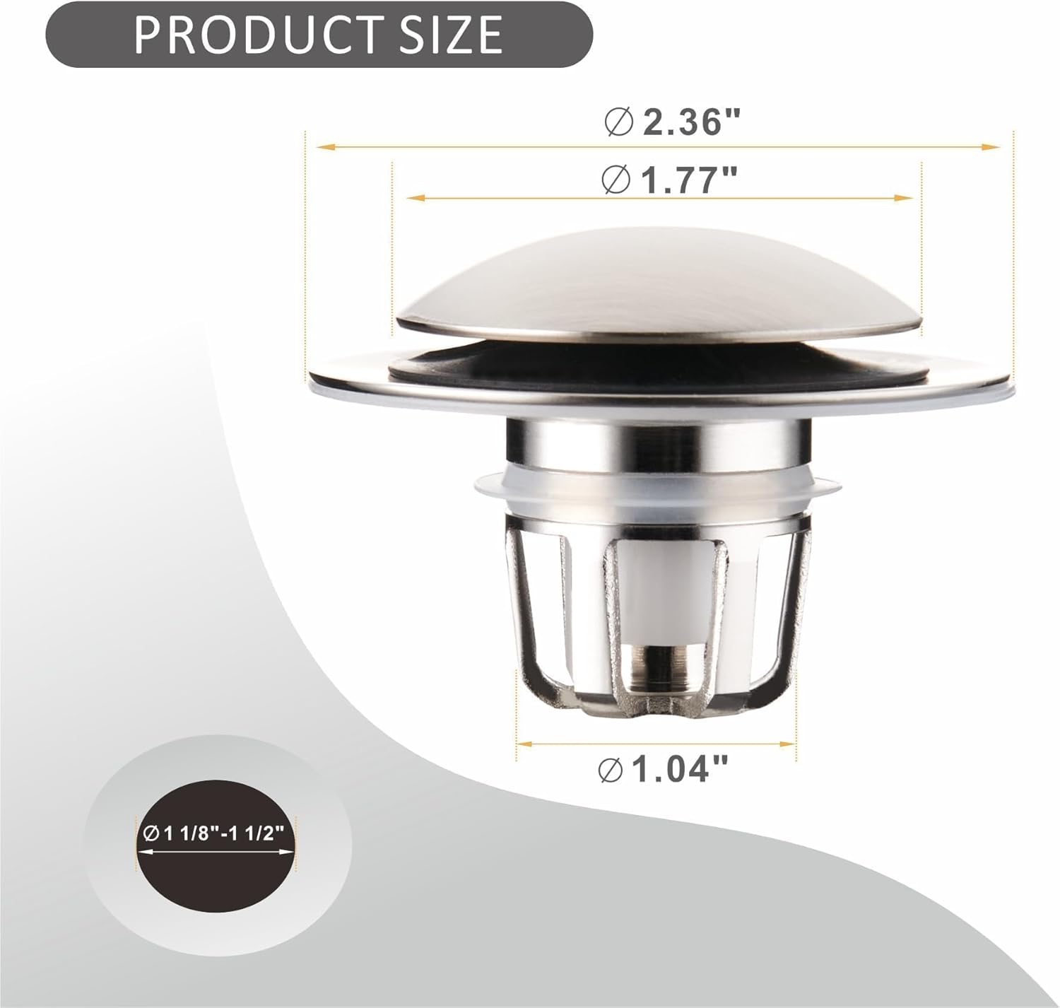 Wellup Universal 2-in-1 Sink Stopper with Hair Catcher