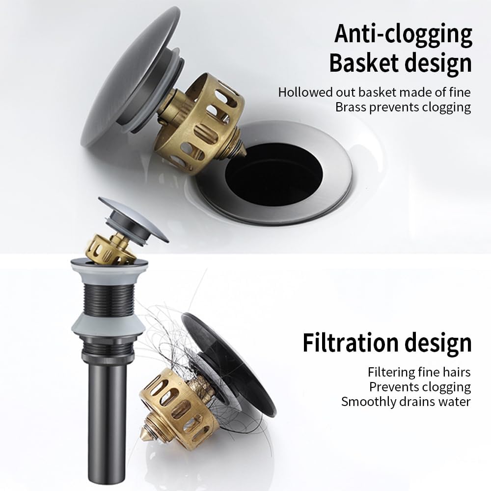YZZY Pop-up Drain with Overflow and Hair Catcher