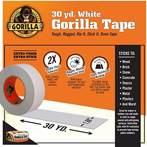 Gorilla White Duct Tape 30 Yard Roll Pack of 2