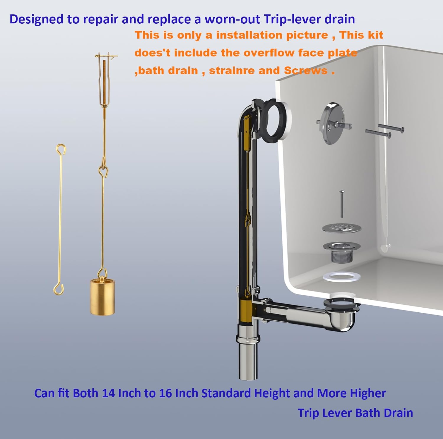 Artiwell Tub Drain Linkage Assembly - Solid Brass Adjustable