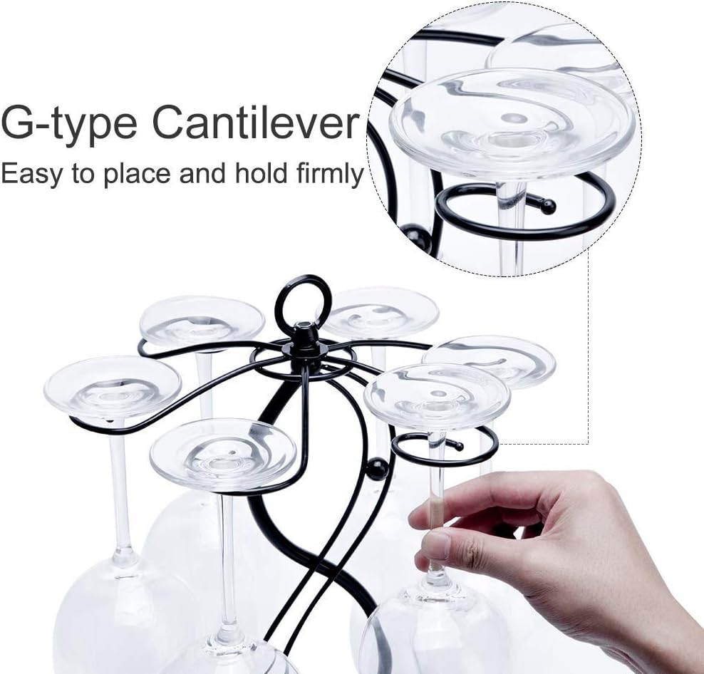 FOMANSH Countertop Wine Glass Holder with 6 Hooks 1