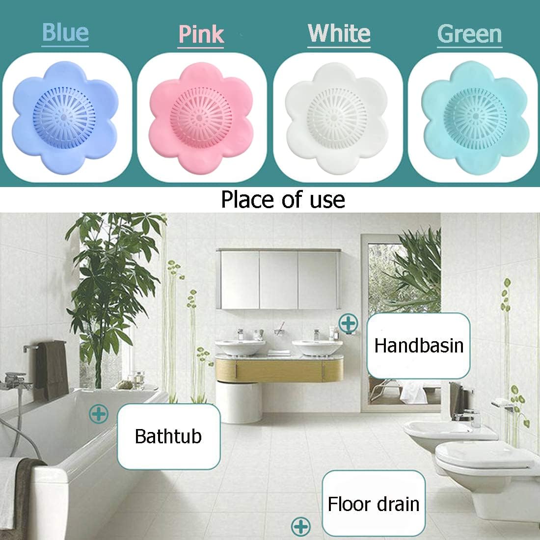 Wild Tribe 4 Pack Drain Strainer with Suction Cups Hair Catchers