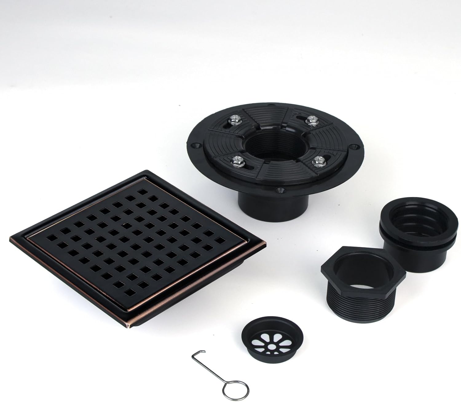 SaniteModar 6 Inch Shower Floor Drain with Flange and Removable Grid Panel