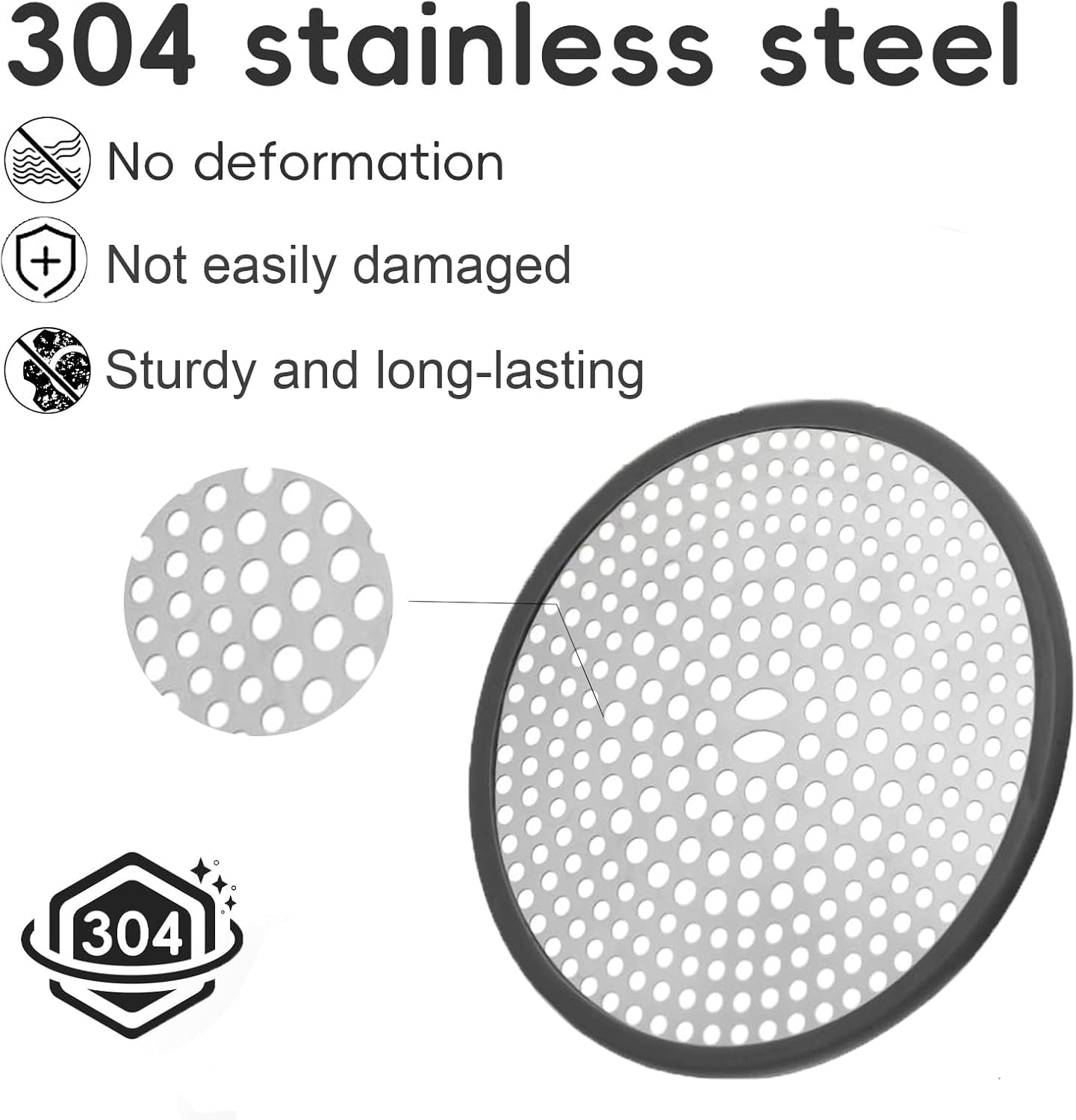 TTRWIN Drain Hair Catcher 304 Stainless Steel Anti-Slip Silicone