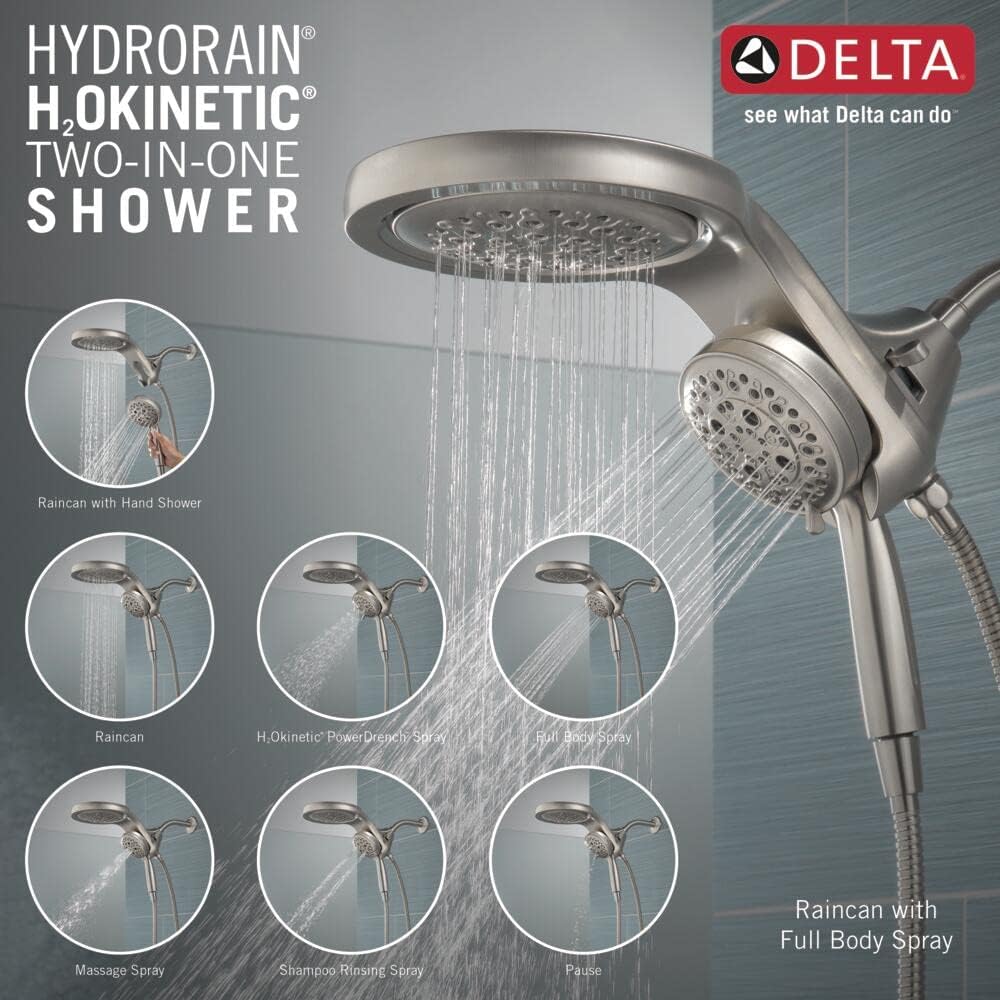 Delta HydroRain 5-Spray Dual Shower Head with Handheld Spray