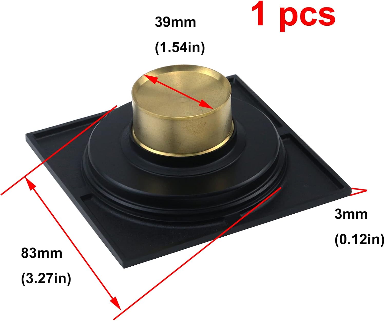 Antrader Odor-Proof Floor Drain Matte Black 4-inch Square 1