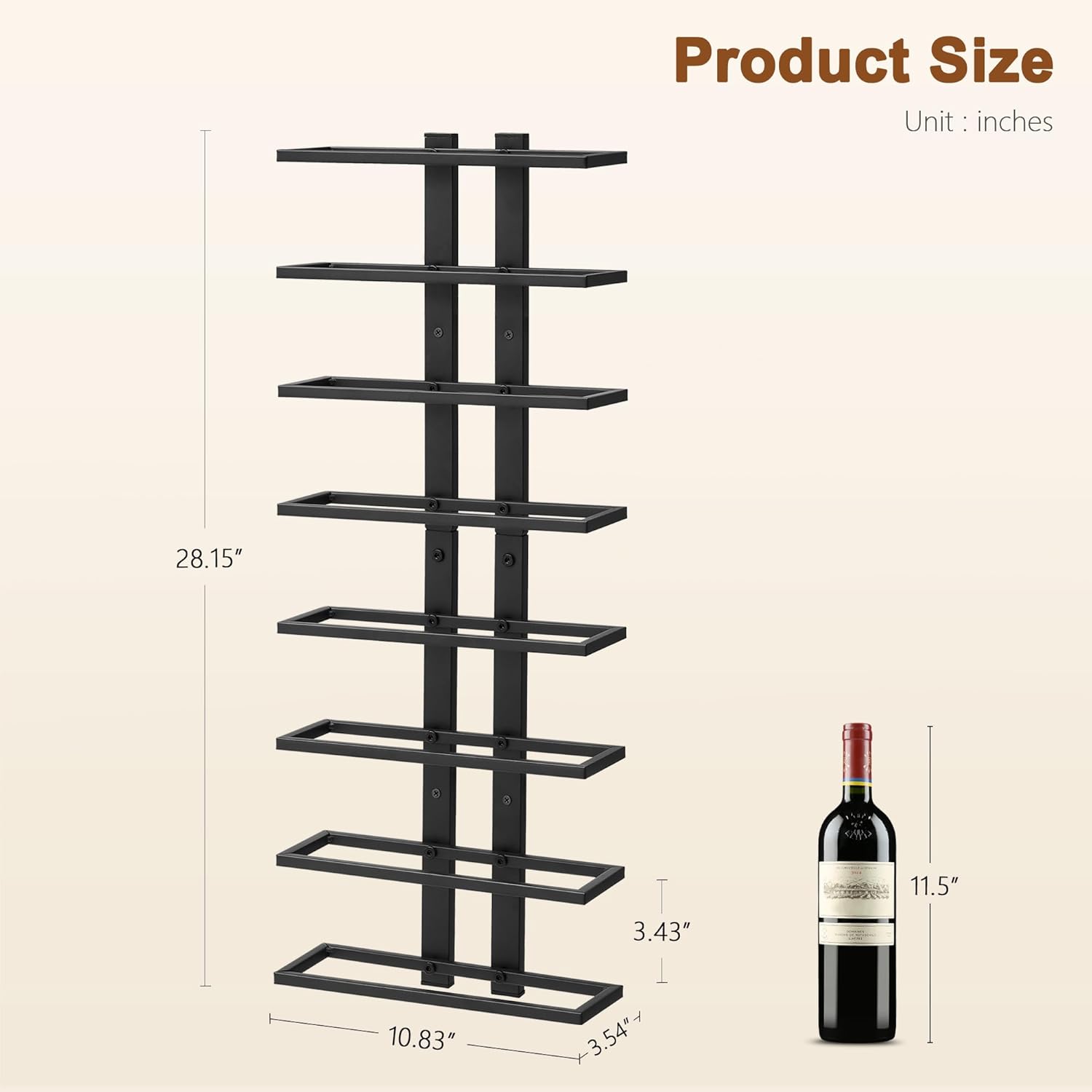 Hoctieon 3-Set 8 Tier Wall Mounted Wine Rack Black