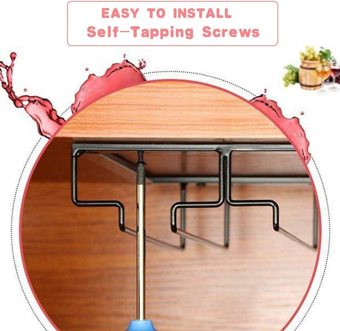 FOMANSH Wine Glass Rack - Gold Metal Cabinet Holder for Bar Kitchen