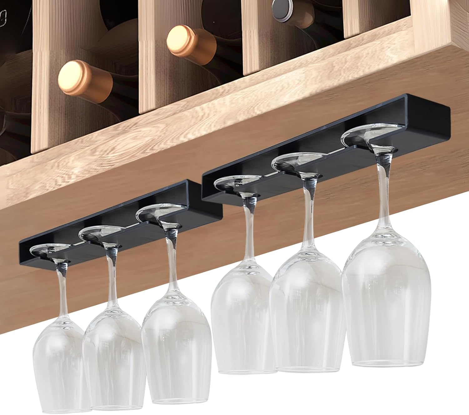 Vaisoeny Wine Glass Holder 2 Pack Black No Drilling