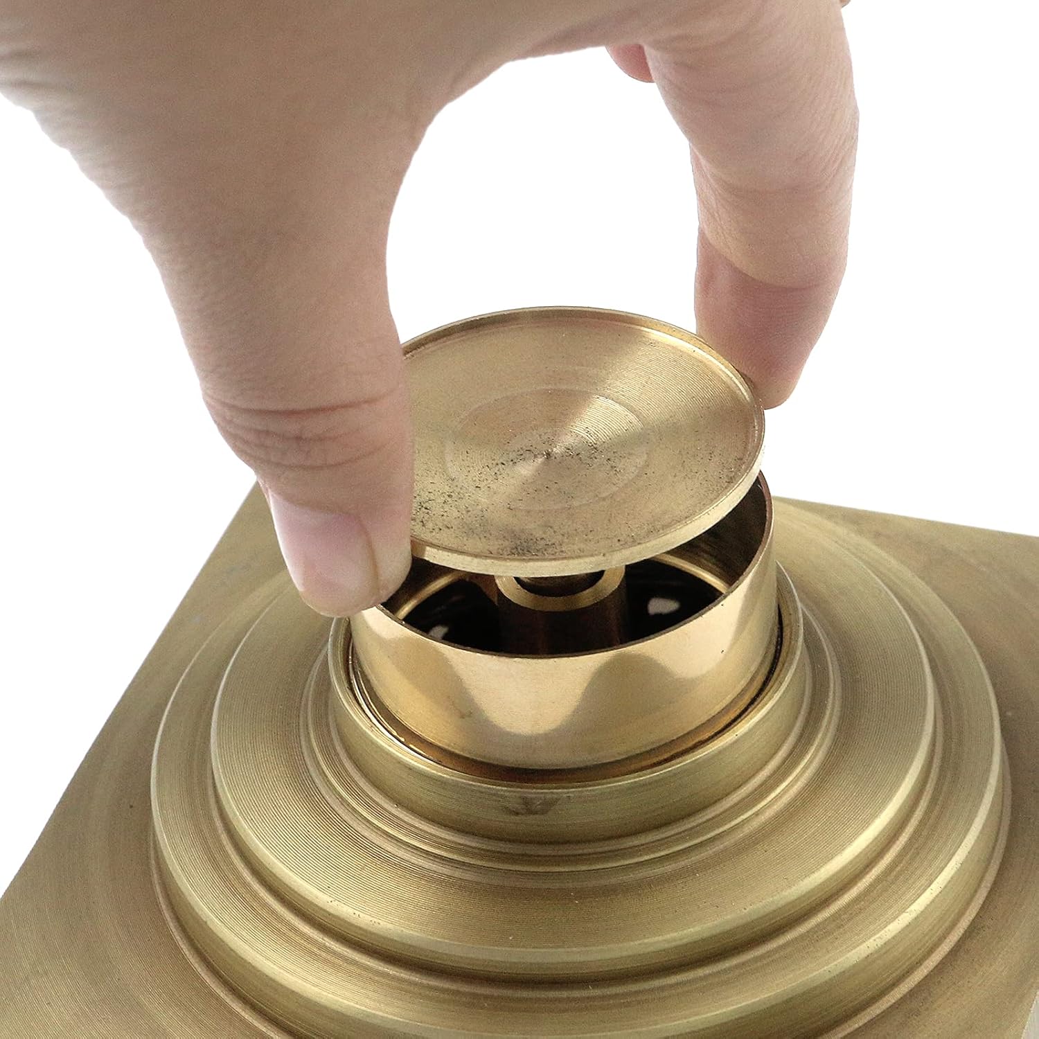 MY MIRONEY 4 Inch Brass Drain Strainer with Rattan Carving