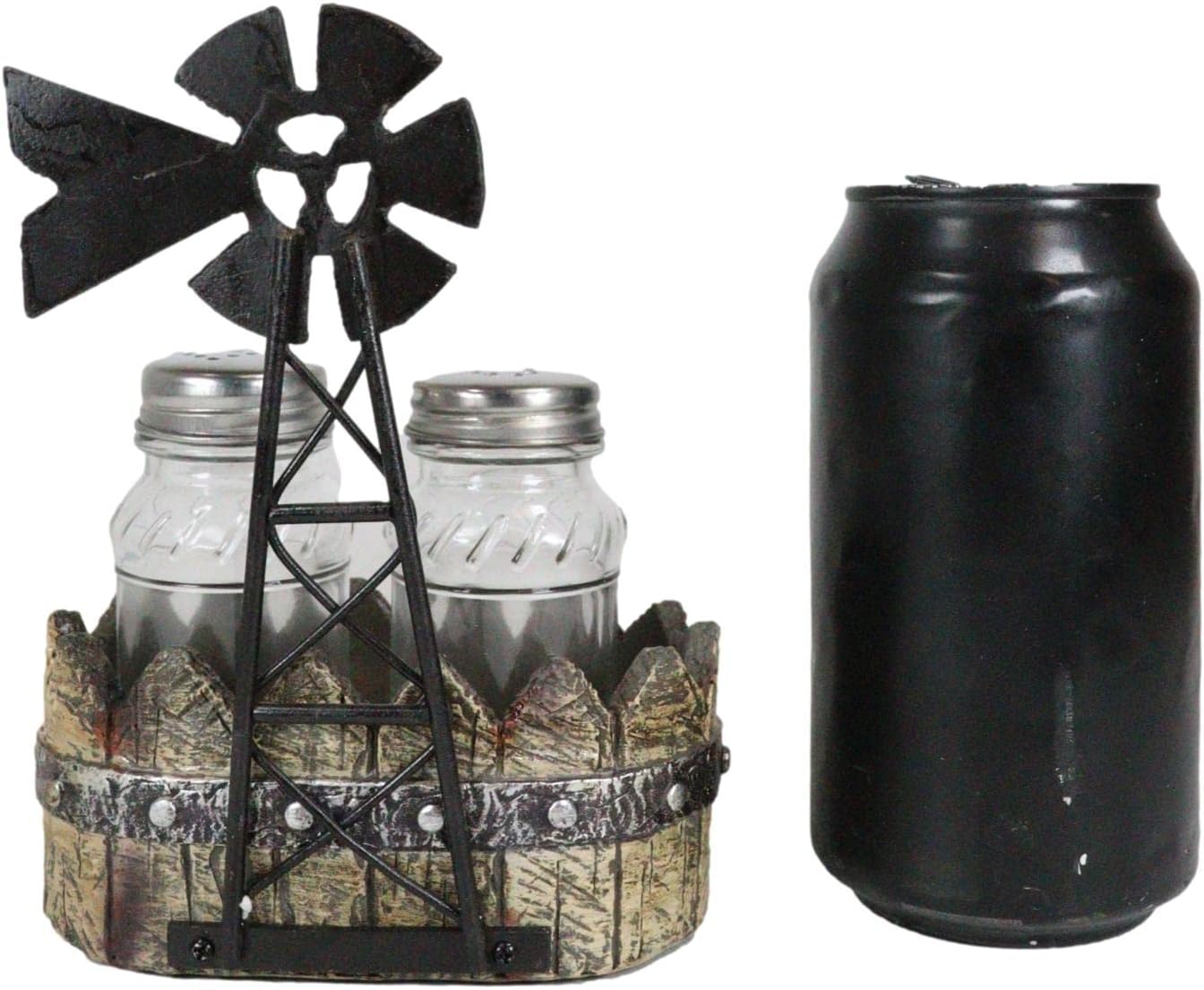 Ebros Gift 6-Tall Rustic Windmill Salt and Pepper Shaker Holder Set