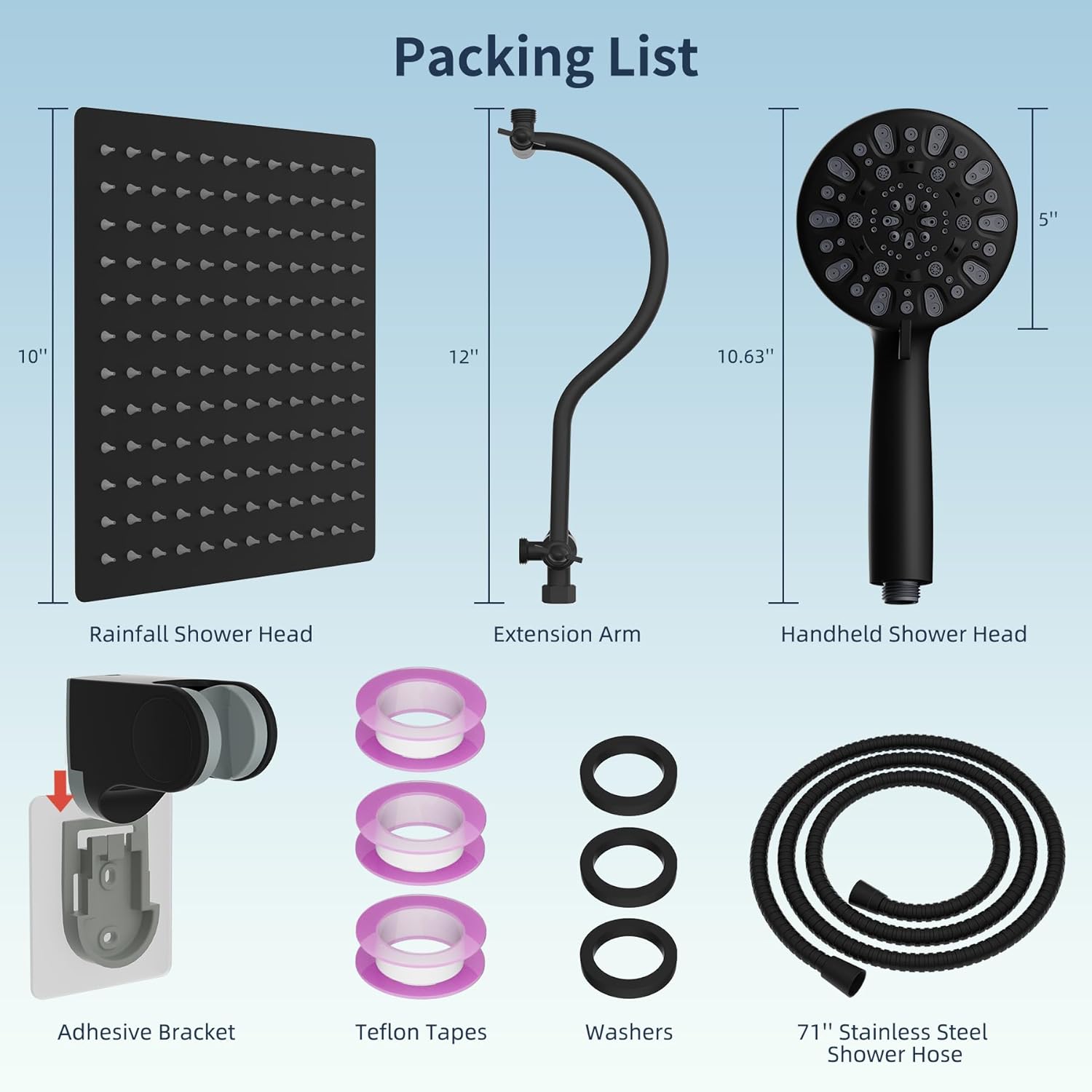 Hibbent All Metal High Pressure 7 Spray Handheld Shower Head Combo