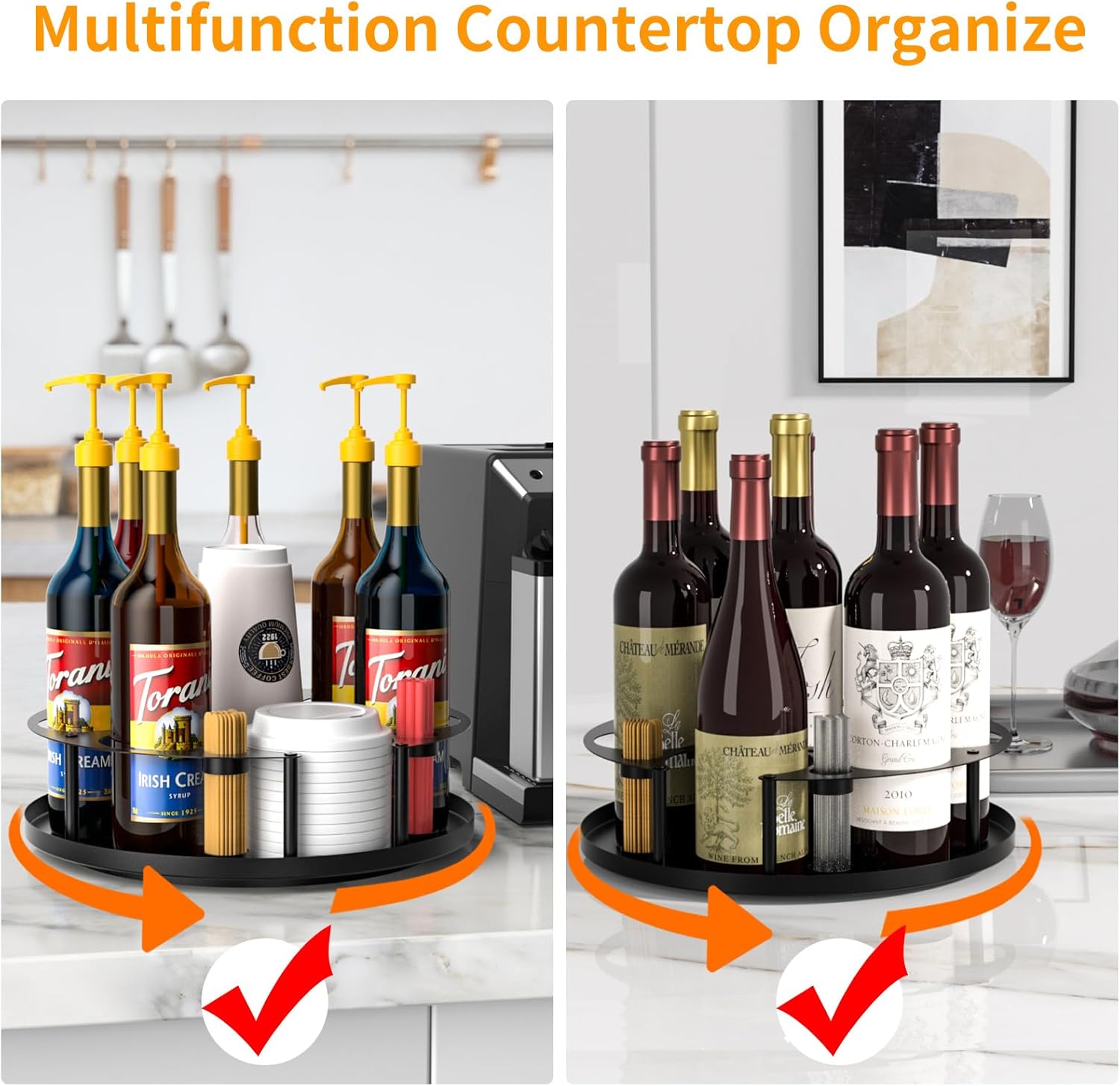 8 Bottles Coffee Syrup Organizer Rotating Holder