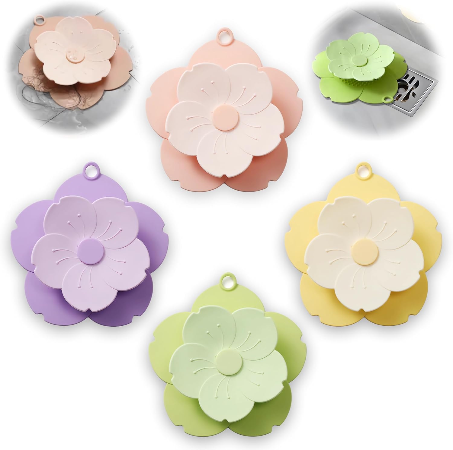 AYXX Anti-Odor Petal Hair Drain Catcher 4 Pack