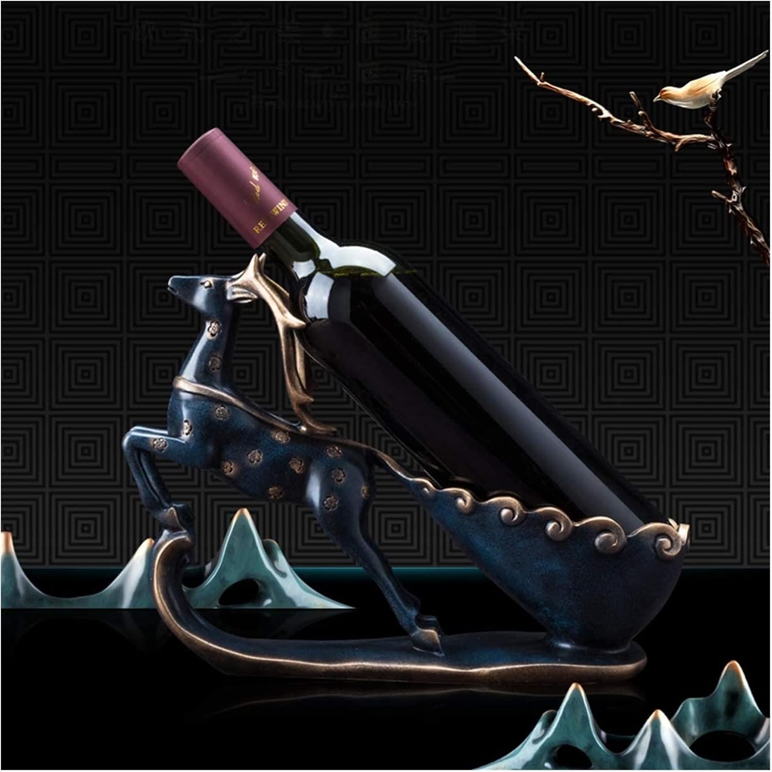 ALDEPO Painted Butterfly Wine Rack Resin Decor