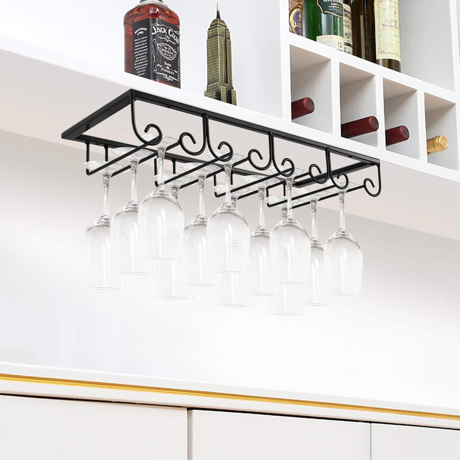 MOCOUM Stemware Rack Under Cabinet 4 Rows 2 Pack