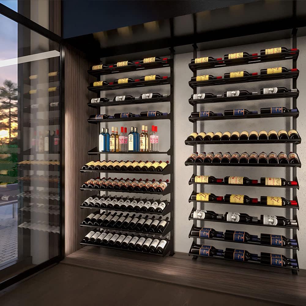 Black Metal Wine Rack - Stores 84 Bottles Modular Design
