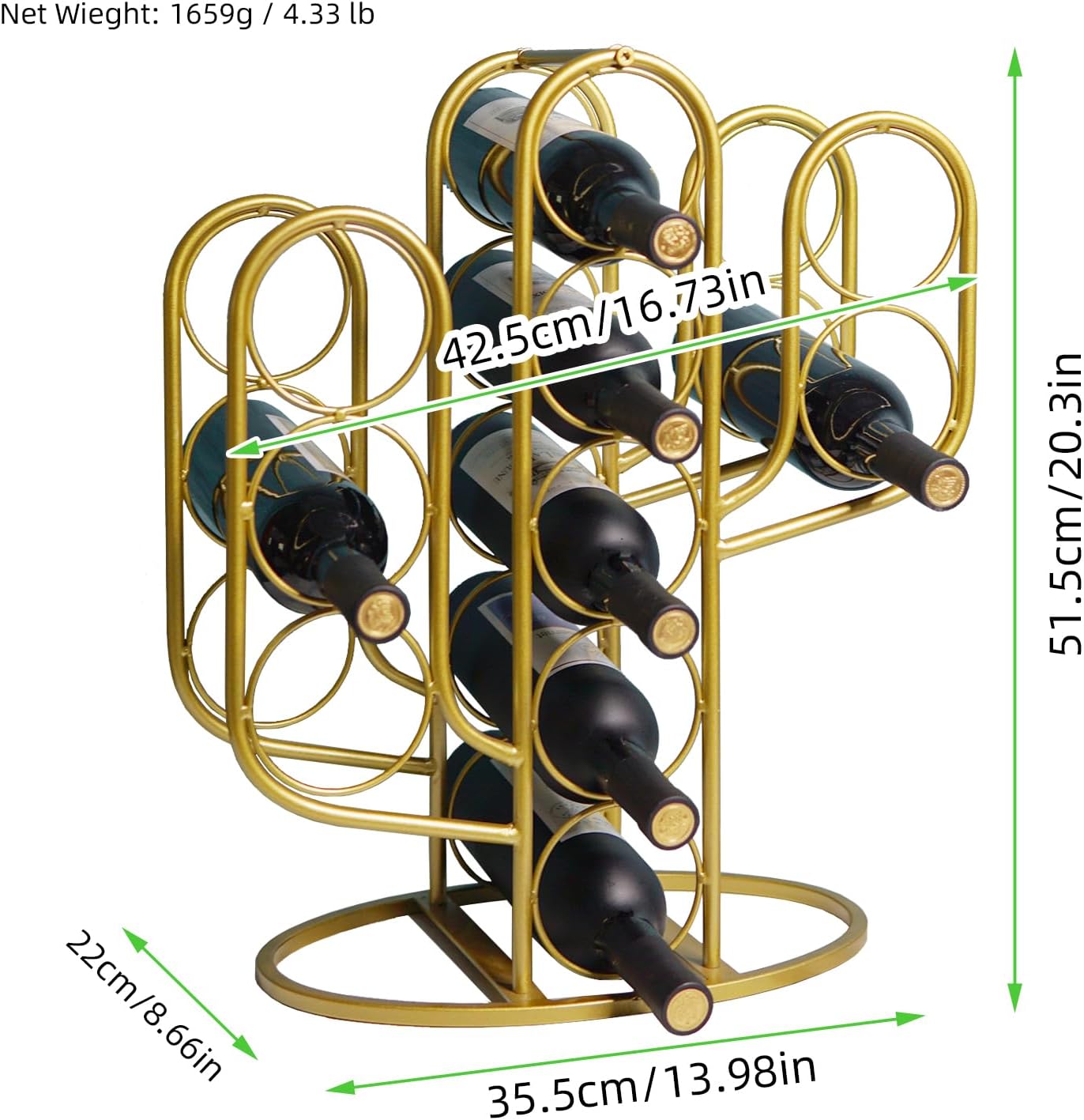 Mandaiter 10 Bottles Wine Rack with Cactus Design