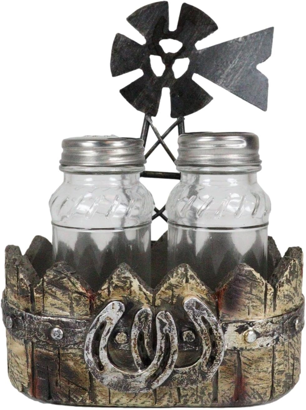 Ebros Gift 6-Tall Rustic Windmill Salt and Pepper Shaker Holder Set