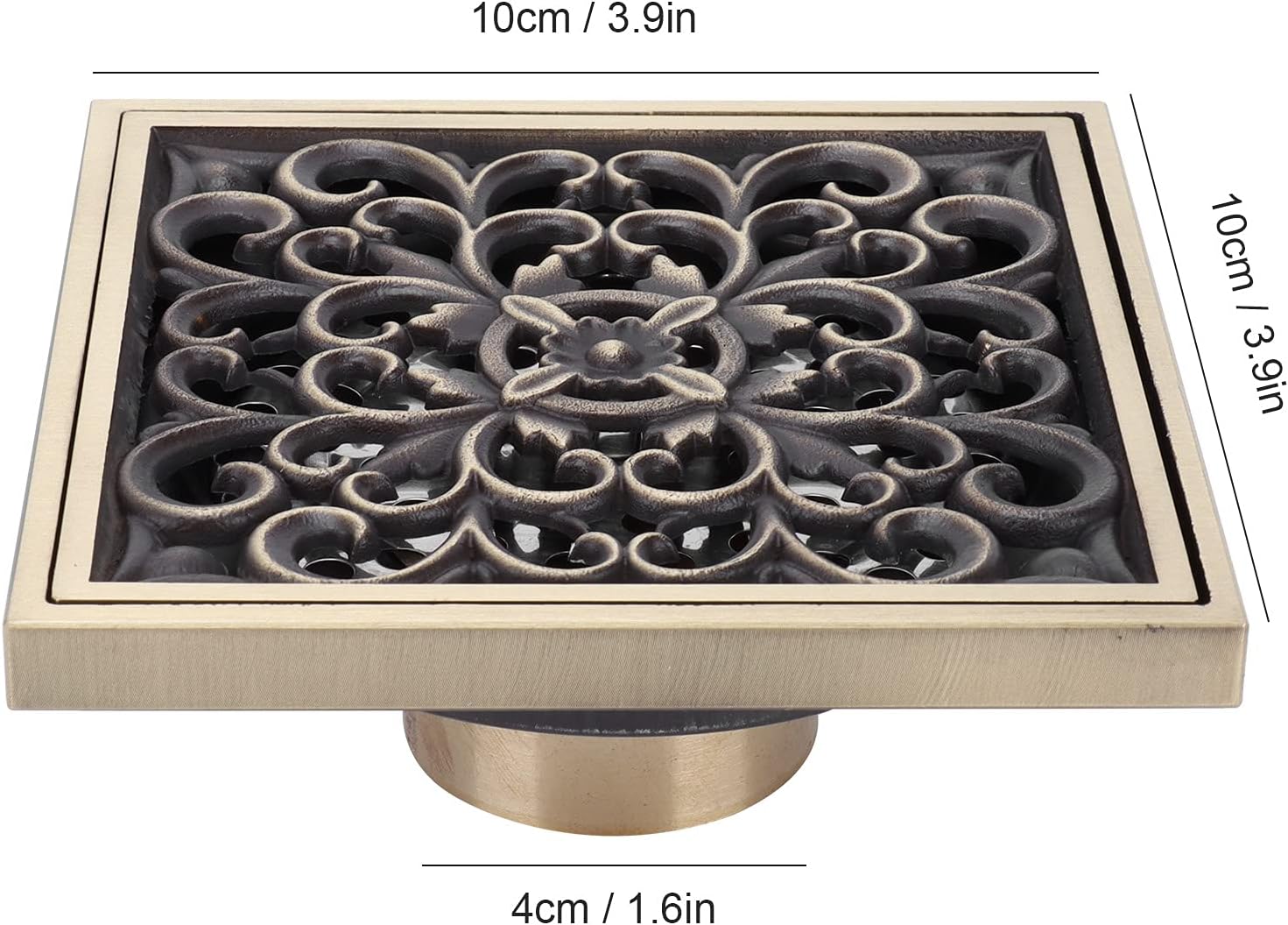 Tomotato Floor Drain 10x10cm Antique Bathroom Shower Strainer Replacement