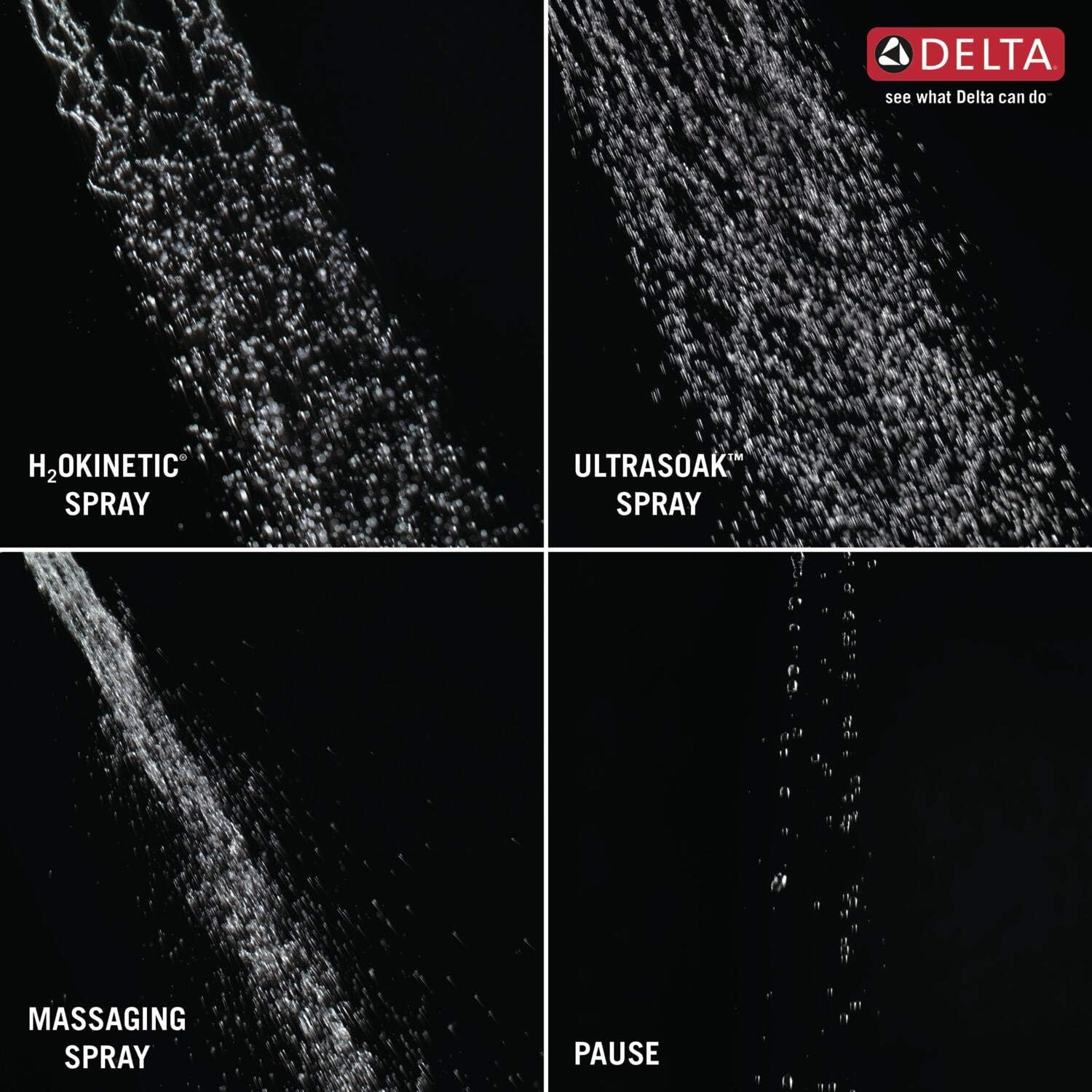 Delta H2Okinetic 4-Setting Shower Head Matte Black