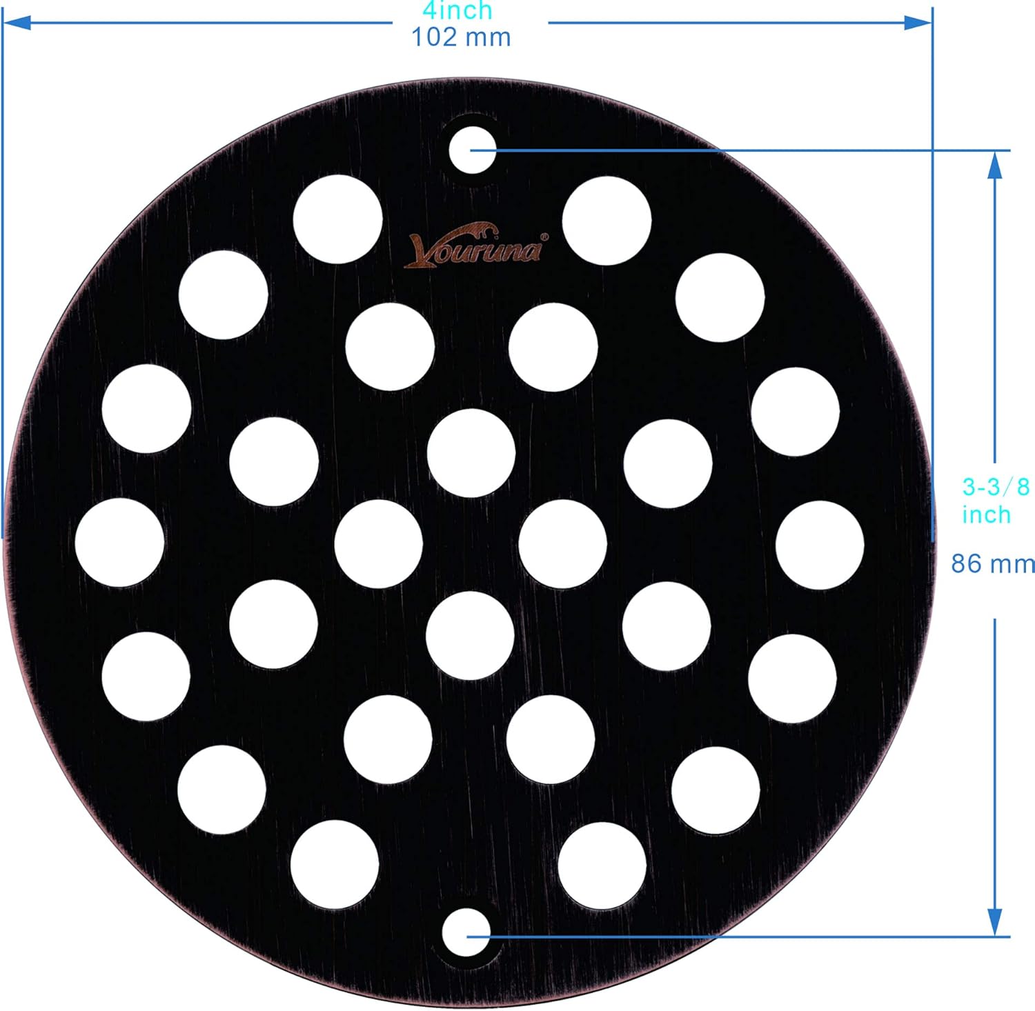 4-Inch Screw-in Shower Strainer Drain Cover Replacement - Oil Rubbed Bronze