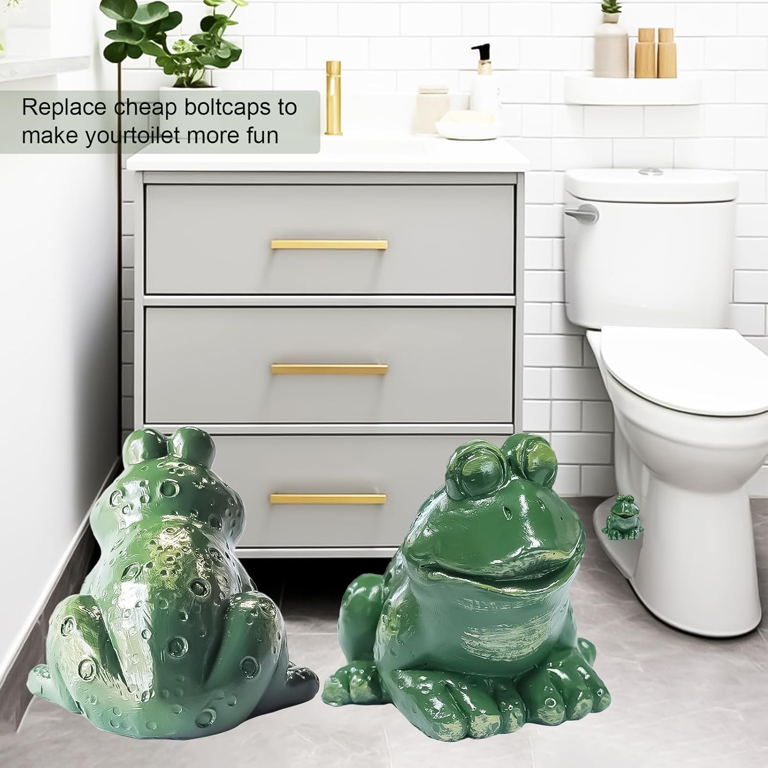 Frog Toilet Bolt Caps 2pcs Decorative Bathroom Accents
