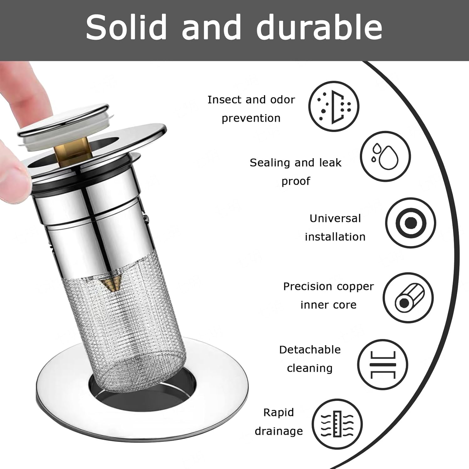 Bathroom Sink Drain Strainer - Pop Up Bounce Core Hair Catcher