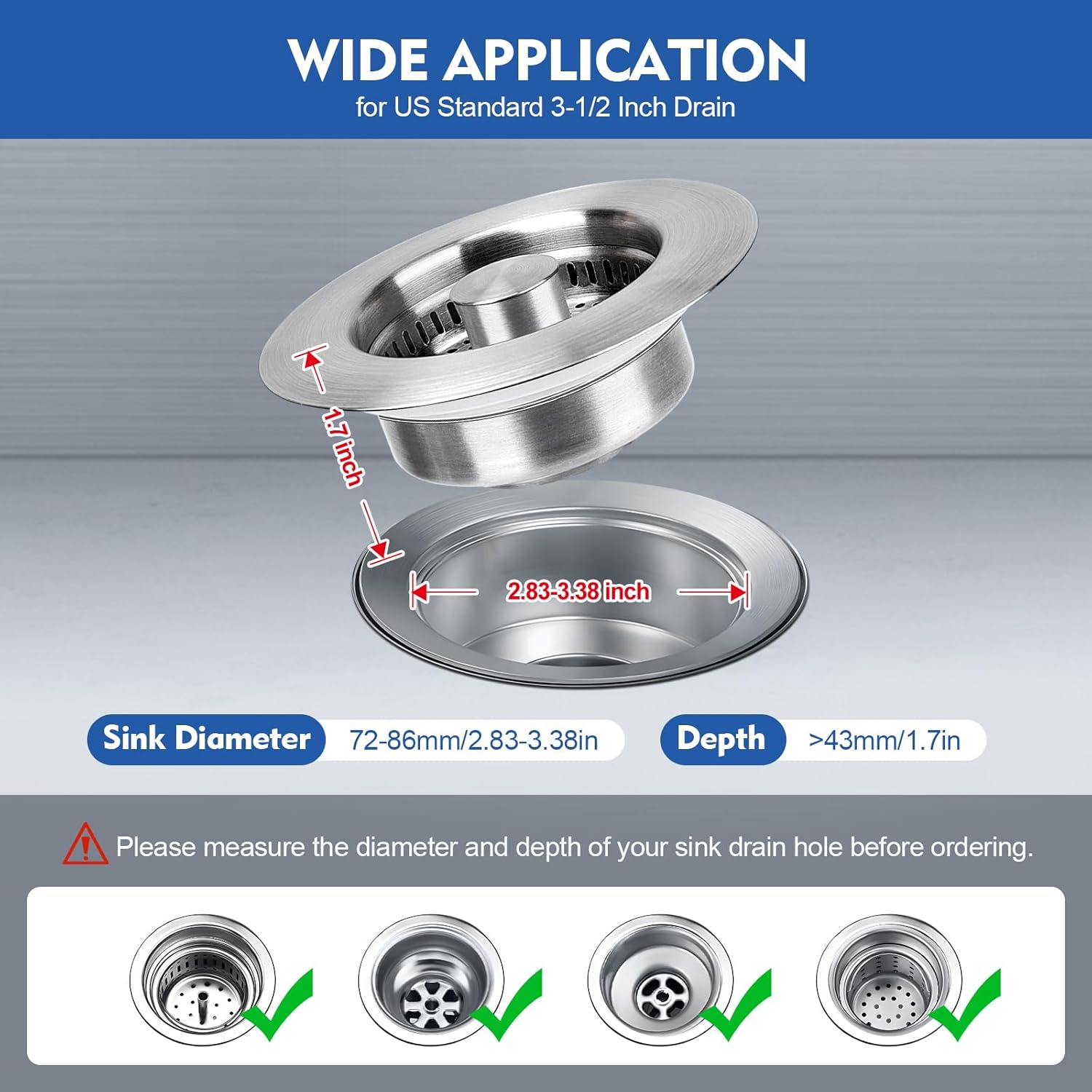 WarmSpray 3 in 1 Kitchen Sink Drain Strainer