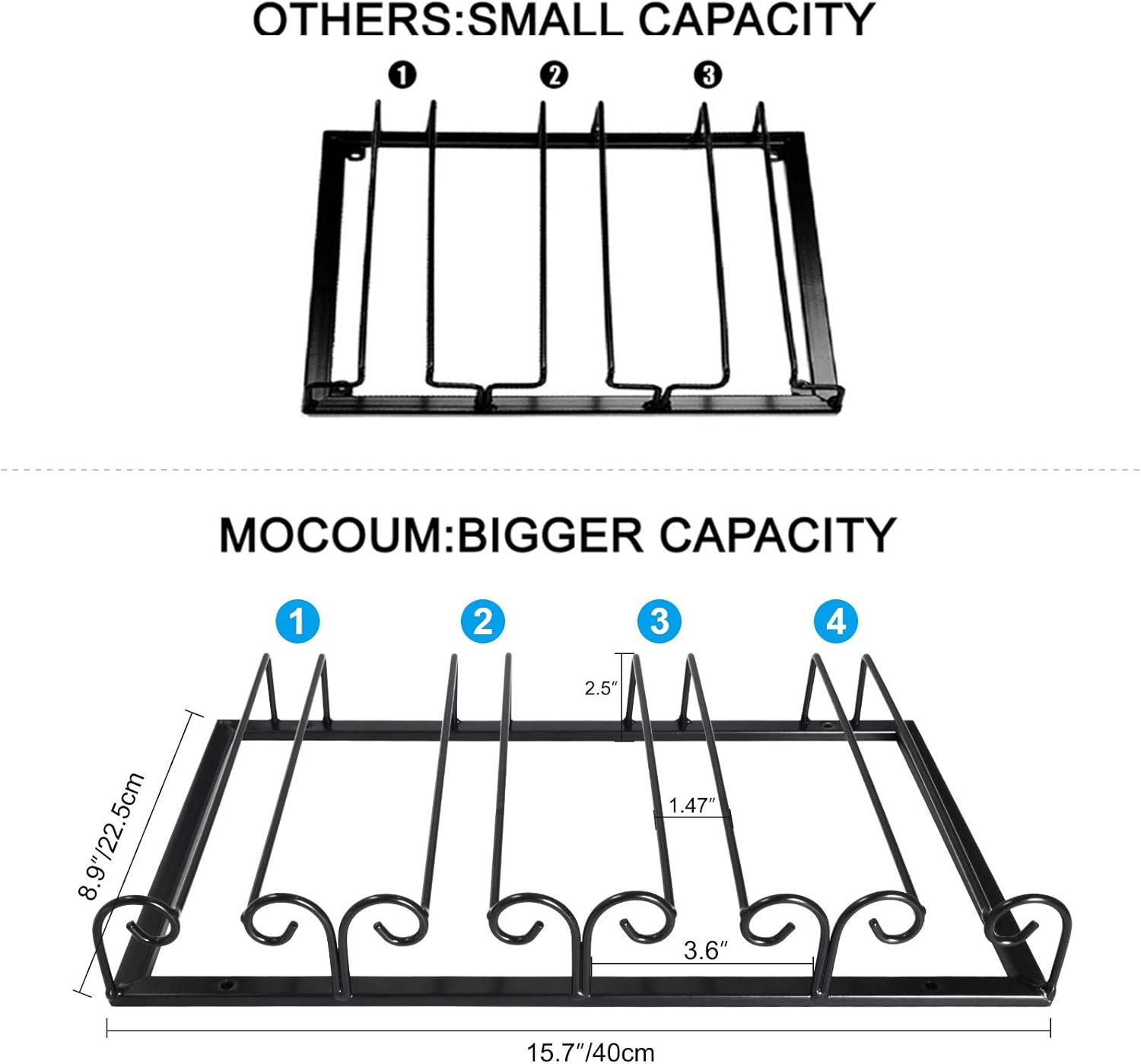 MOCOUM Stemware Rack Under Cabinet 4 Rows 2 Pack