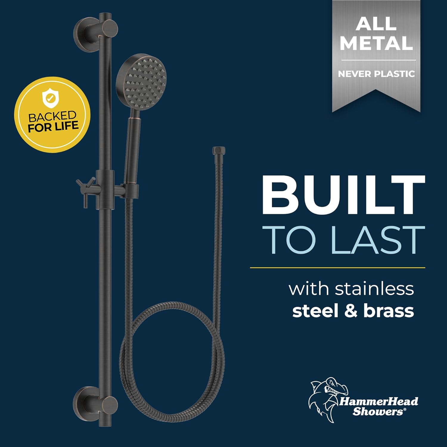 HammerHead Showers All Metal Slide Bar Set with Handheld 1