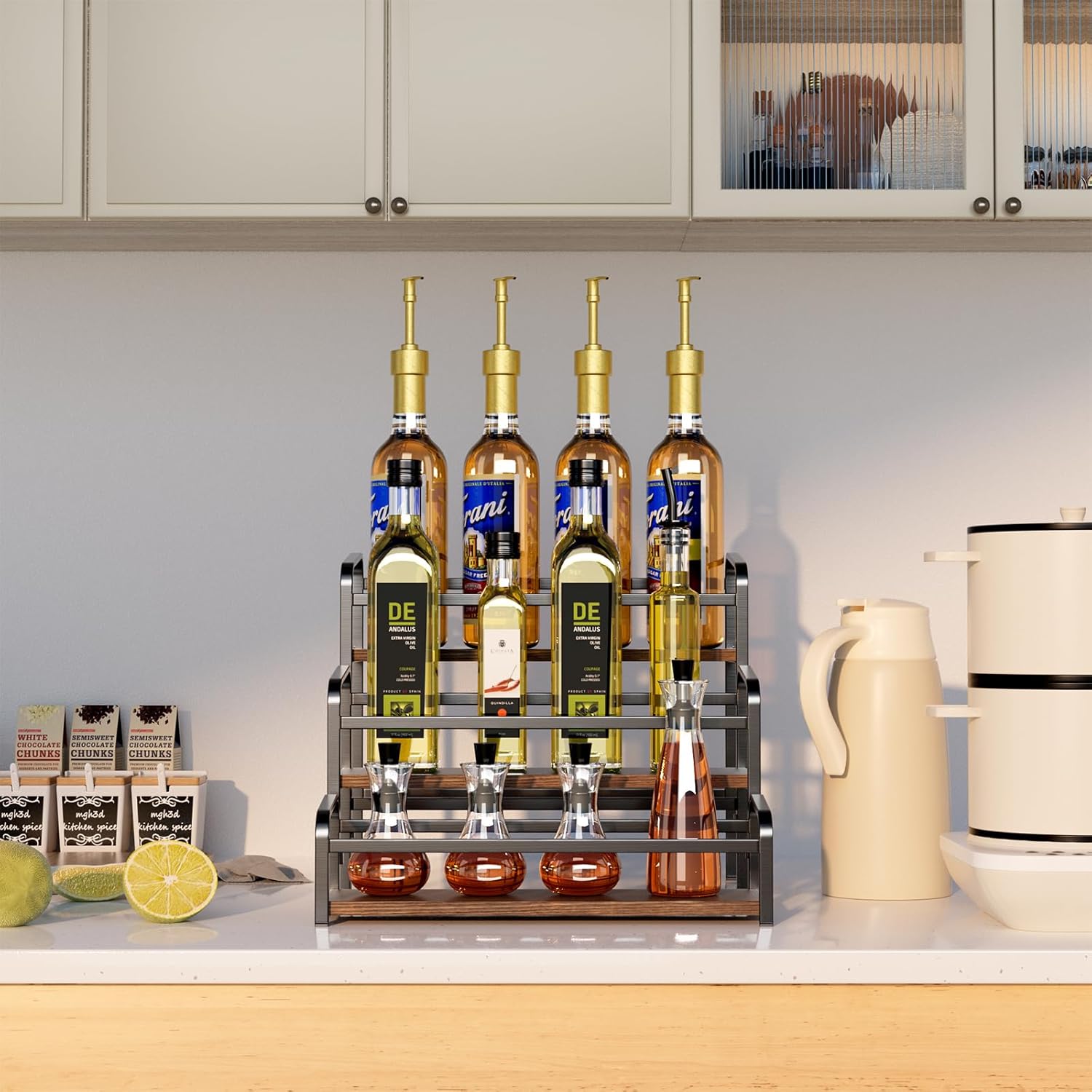 3-Tier Coffee Syrup Rack with 12-Bottle Capacity