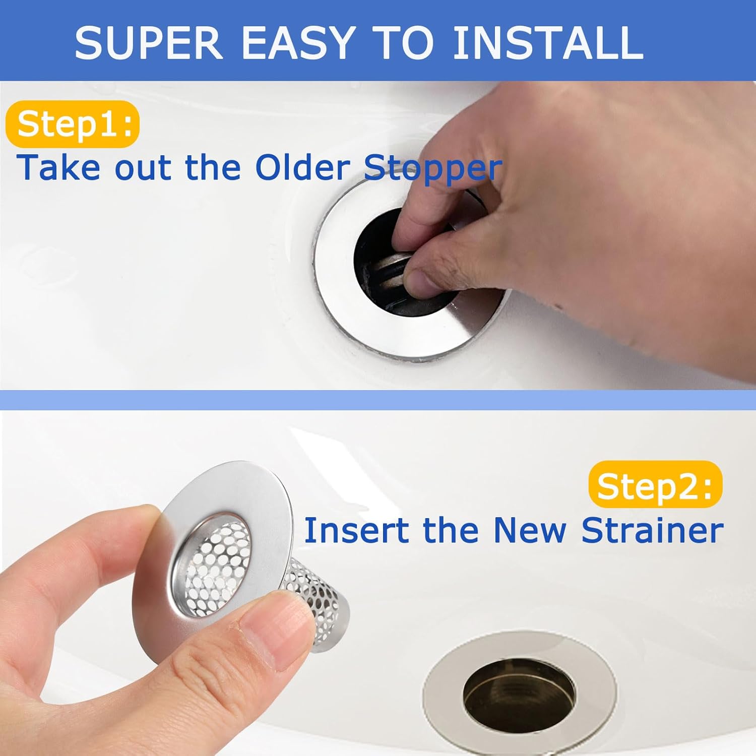 Anteecana 4PCS Stainless Steel Drain Strainer for Bathroom Sink