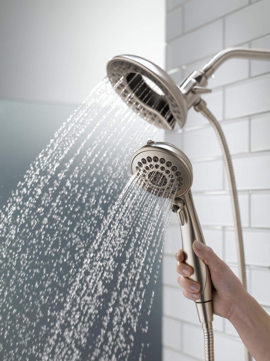 Delta 5-Spray In2ition 2-in-1 Dual Shower Head Brushed Nickel