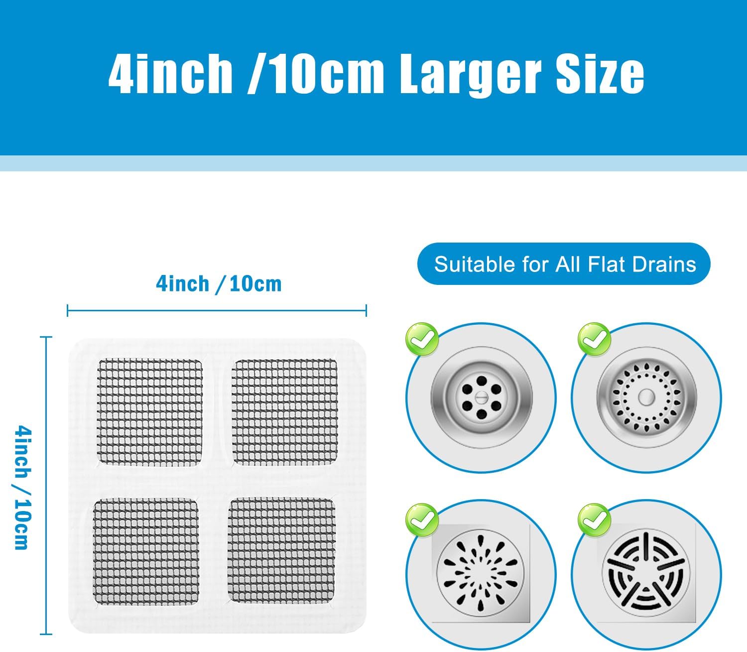 50PCS Pack Disposable Shower Drain Cover Hair Catcher