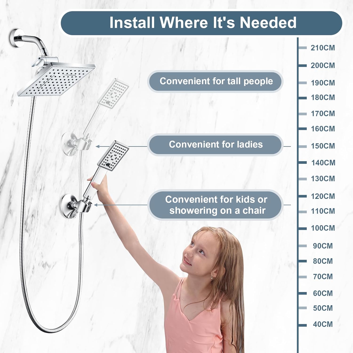 BRIGHT SHOWERS Dual Rain Handheld Shower Combo