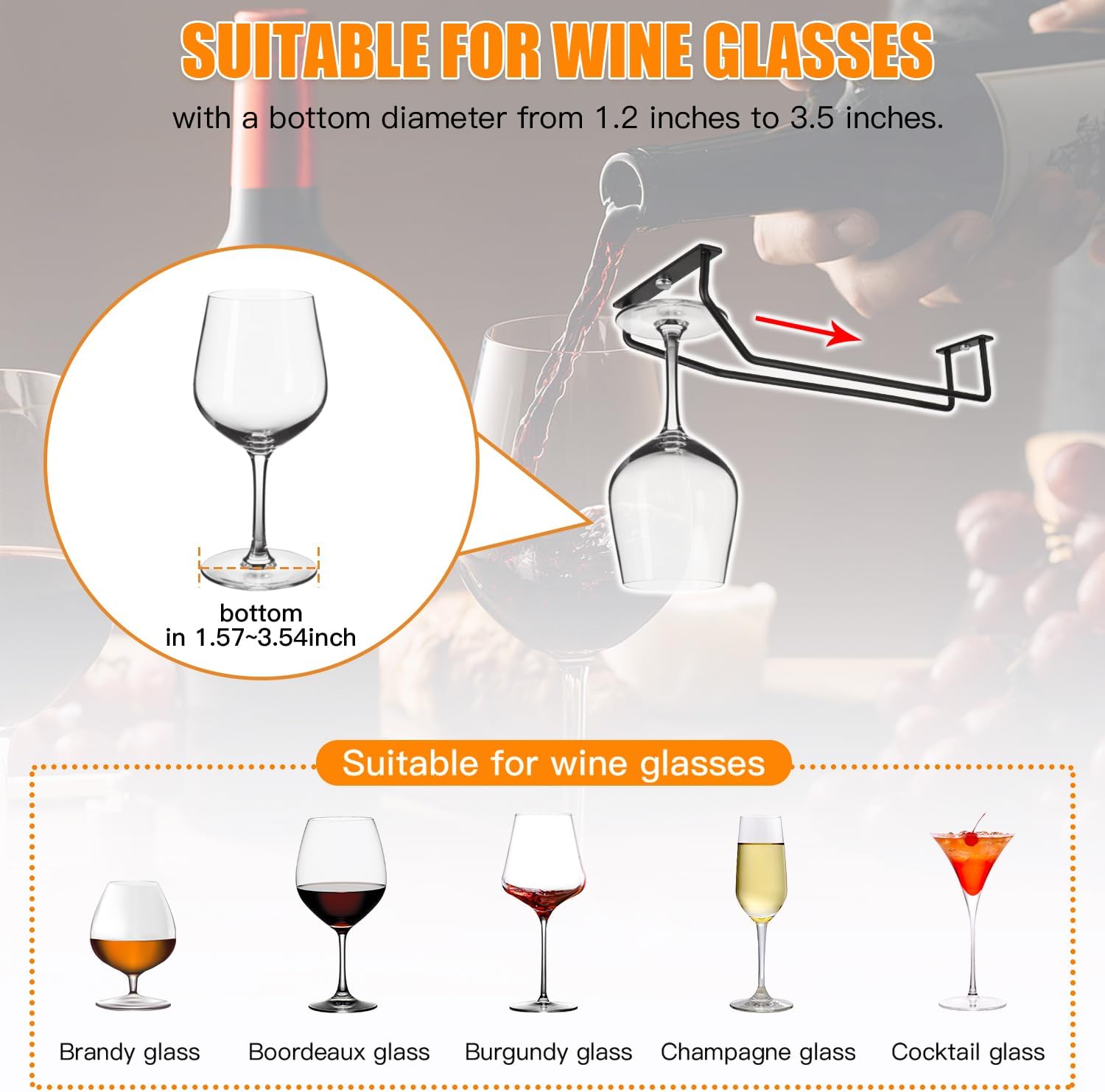 Yimerlen 108 Inch Wine Glass Rack 2 Pack