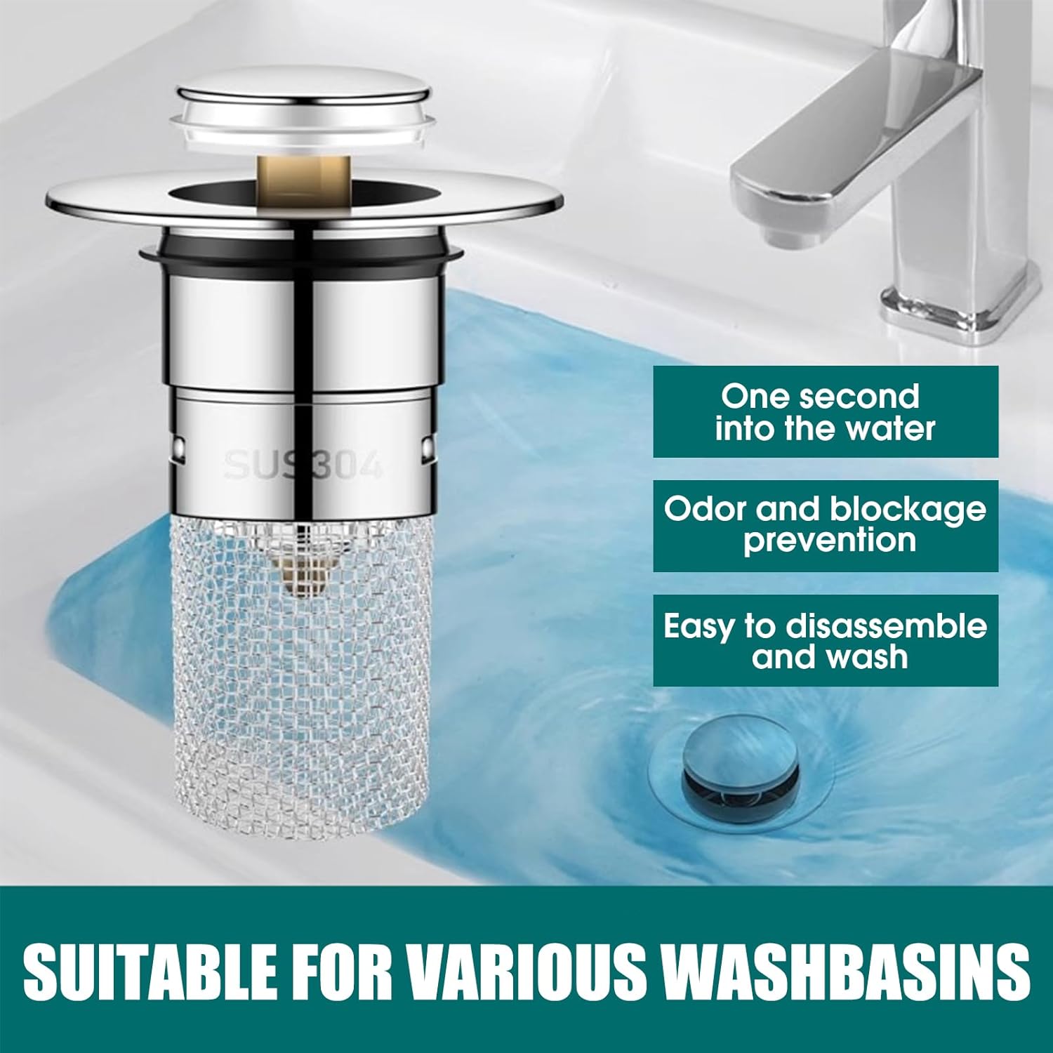 Zjclx Bathroom Sink Drain Stopper 134-145 Inch Universal Replacement