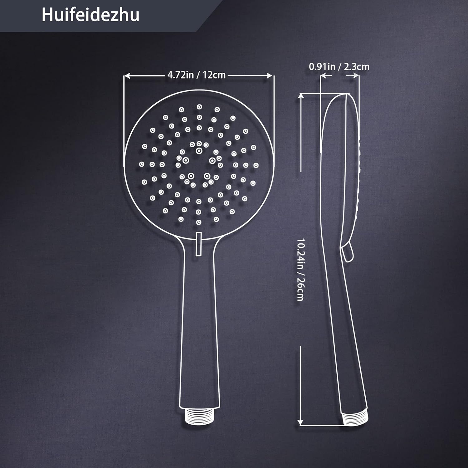 Huifeidezhu Handheld Shower Head 3 In 1 Spray Mode