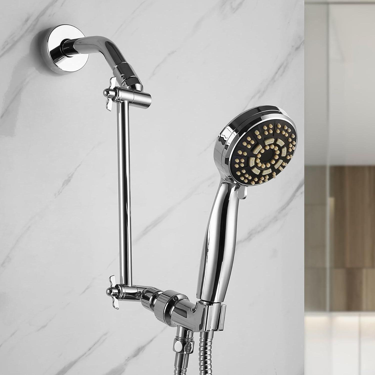 Pichrain Chrome Shower Head Extender - 10 Inch Adjustable Rain Shower Arm